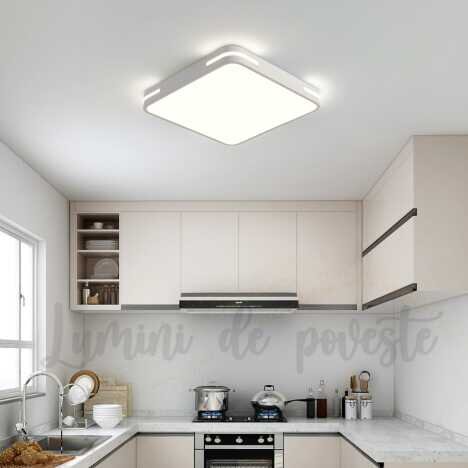 Lustra LED Baie 54W Universee Inspiration White Square 300, LED inclus, 5 surse de iluminare, Lumina